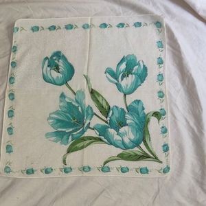 Blue Crocus Flowers Vintage Handkerchief